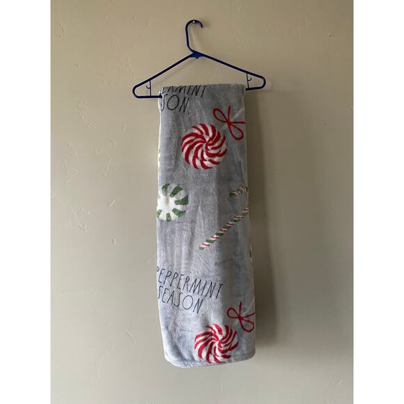 Rae Dunn Christmas Plush Throw Blanket "Peppermint Season" 50x70 - Picture 3 of 8